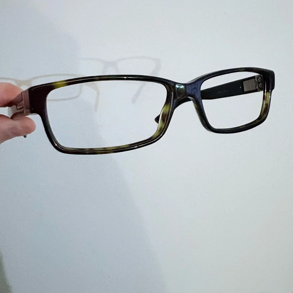 Gucci Green and Brown Tortoiseshell Rectangular Eyeglasses Frames